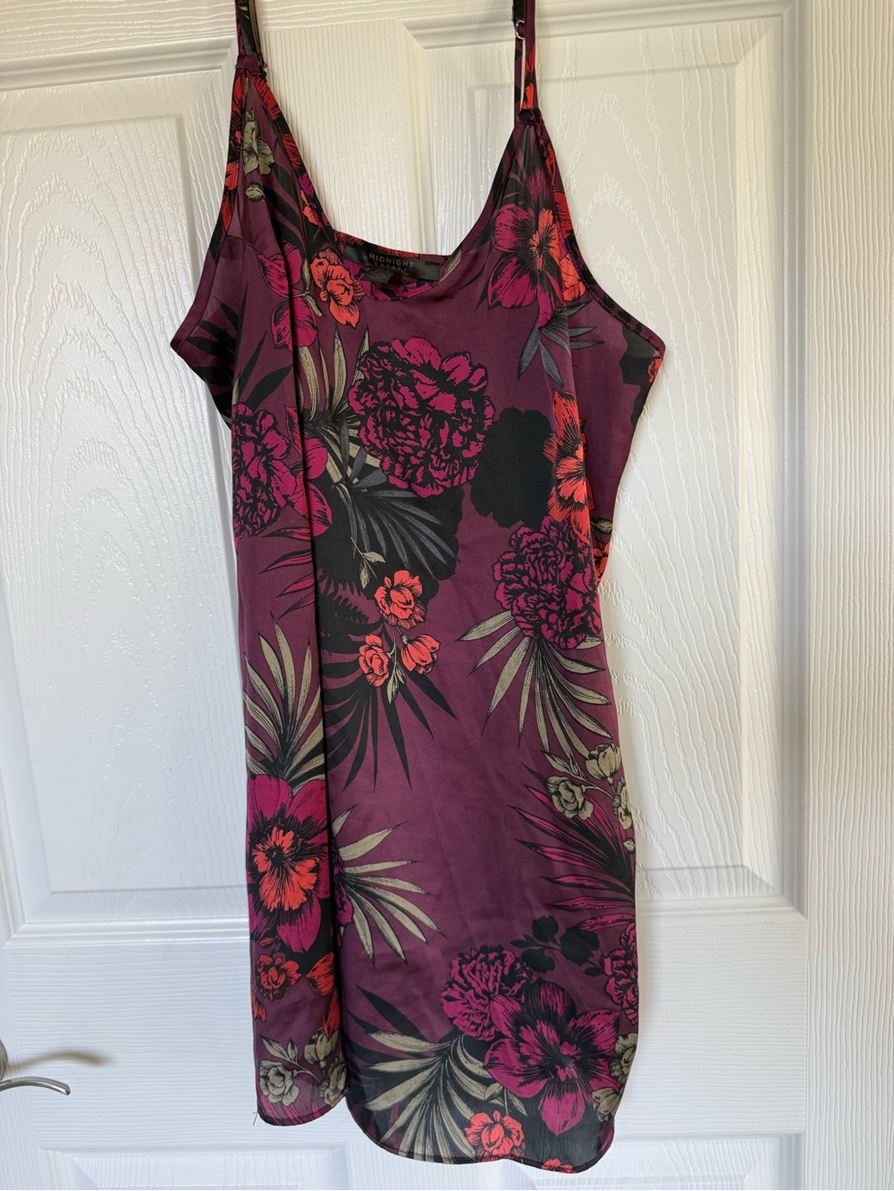 Floral Plum Slip Dress with Adjustable Straps - Unbranded